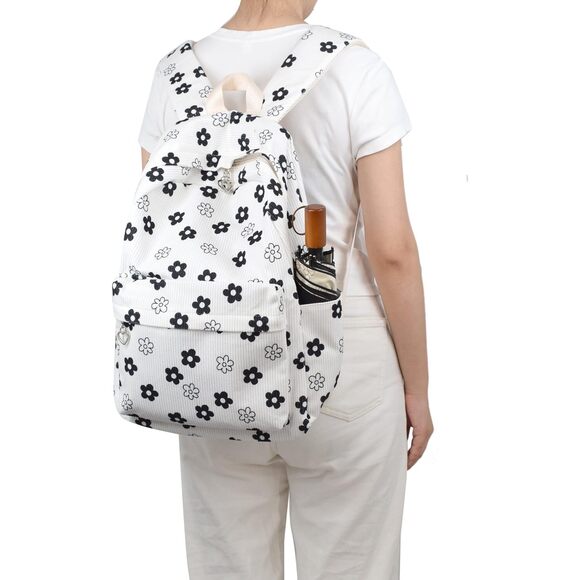 2565 Backpack Daypack Rucksack Corduroy Large Floral Everyday Cute Travel main image 5